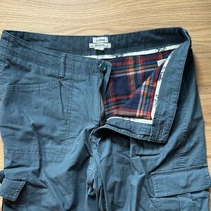 L.L. Bean favorite fit navy cargo pants flannel lining women's size 12 regular